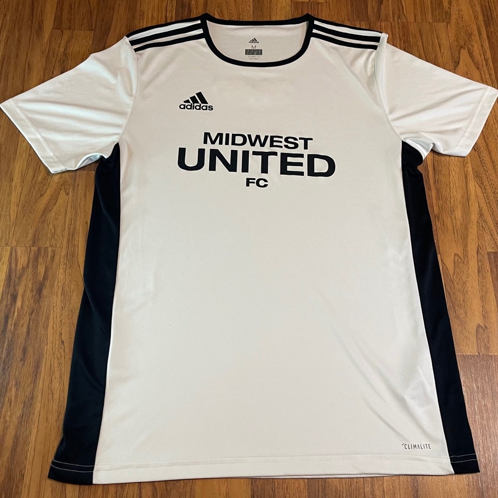 Adidas Midwest United FC Soccer Jersey Mens Medium White Black Climalite Shirt